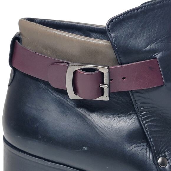 Spice London C. Doux Leather Ankle Boots Tri Color Slip On Made in Spain - Picture 8 of 12